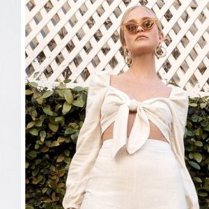 Heads You Linen Tie Crop Top